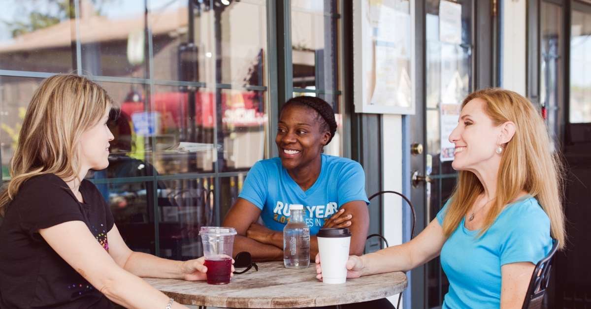 Mom friends at coffee shop